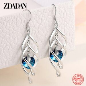 Zdadam – boucles d’oreilles longues en cristal en argent Sterling 925 pour femmes
